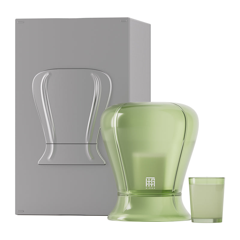 Bougeoir lanterne céleste Green Rise - Verre soufflé à la main et DreamScentz™ - XIANG