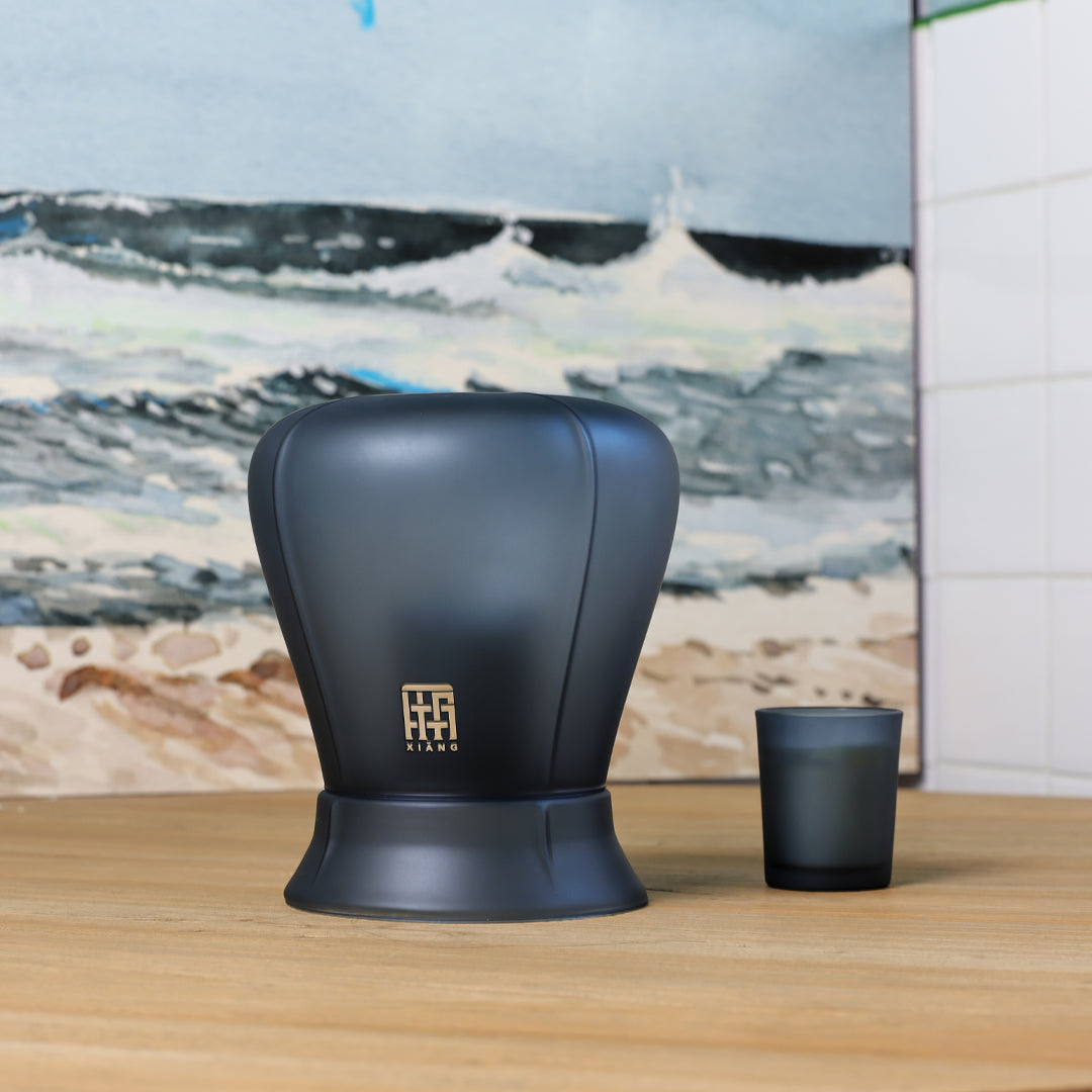 Bougeoir lanterne céleste Blue Guard - Verre soufflé à la main et Neuro-Sense™ - XIANG