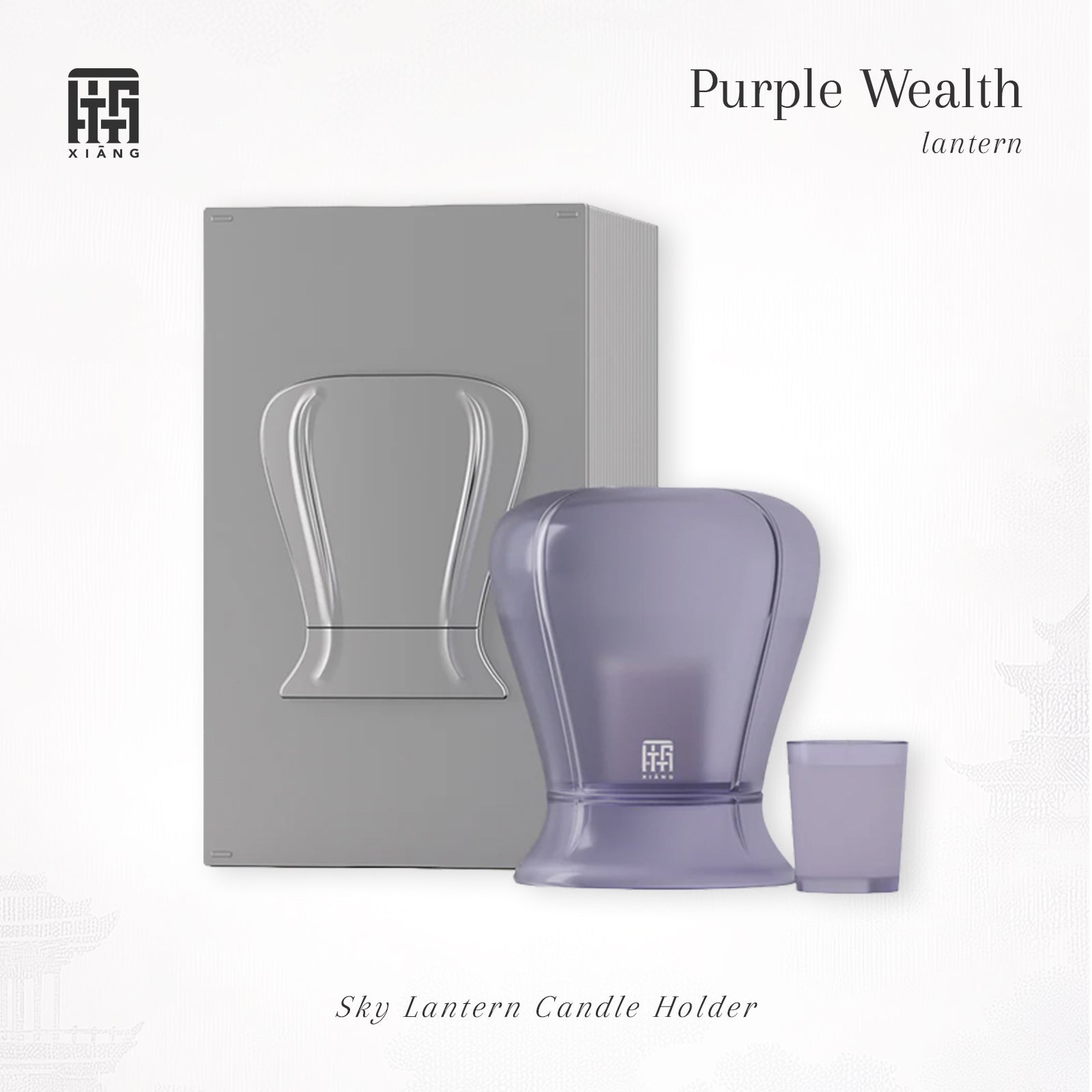 Purple Wealth Sky Lantern Candle Holder - Hand-Blown Glass & VivaScentz™ - XIANG