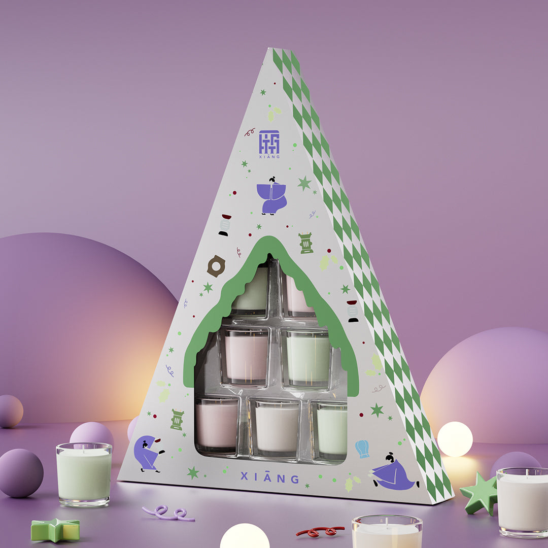 Coffret cadeau de bougies parfumées sapin de Noël - Parfum d'ambiance festif et décorations de Noël haut de gamme - XIANG
