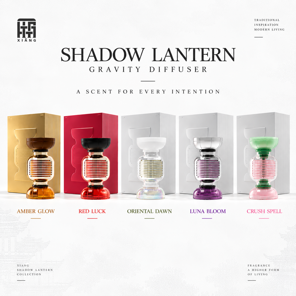 XIANG Shadow Lantern Gravity Diffuser – 135ml Flameless Home Fragrance | Choose Your Scent