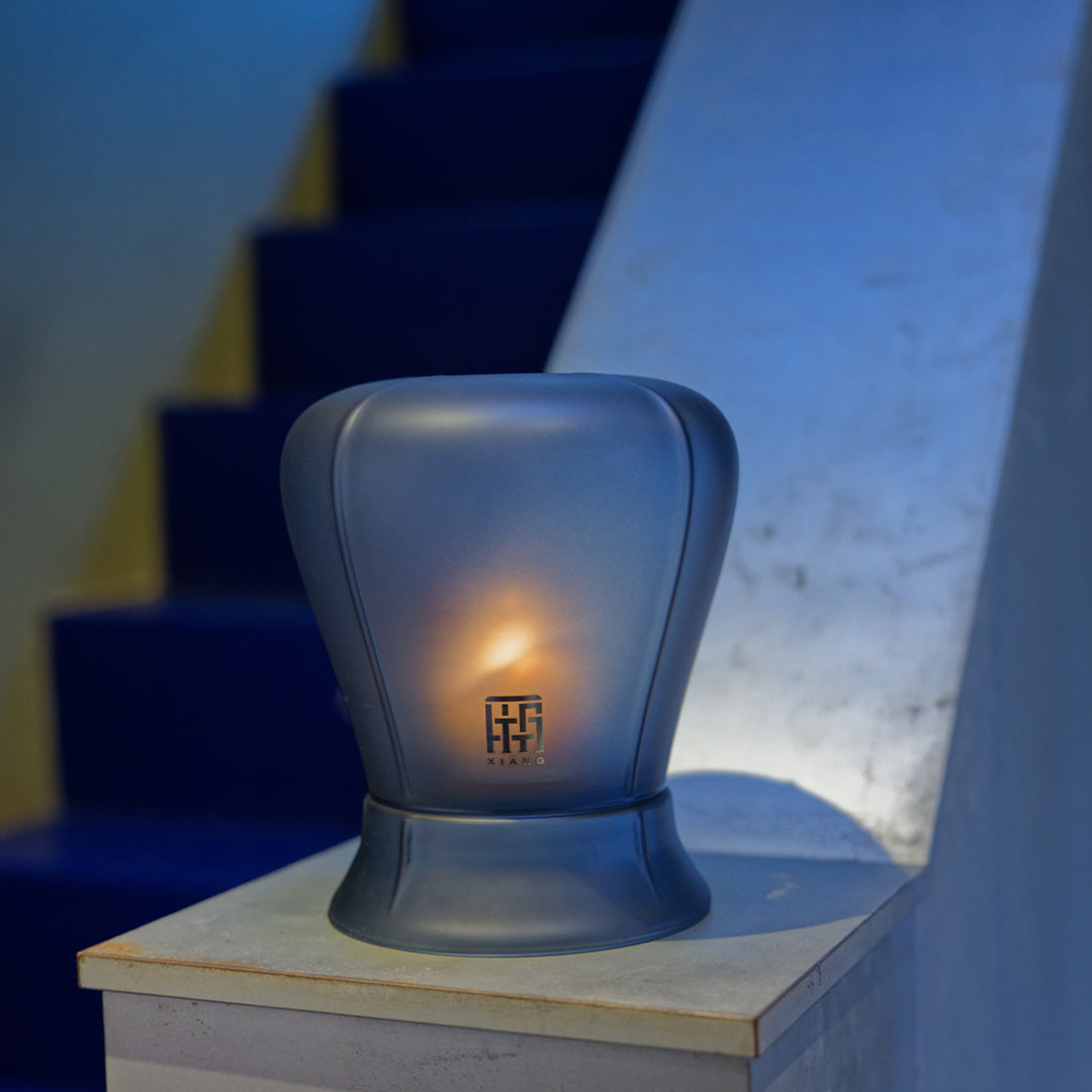 Blue Guard Sky Lantern Candle Holder - Hand-Blown Glass & Neuro-Sense™ - XIANG