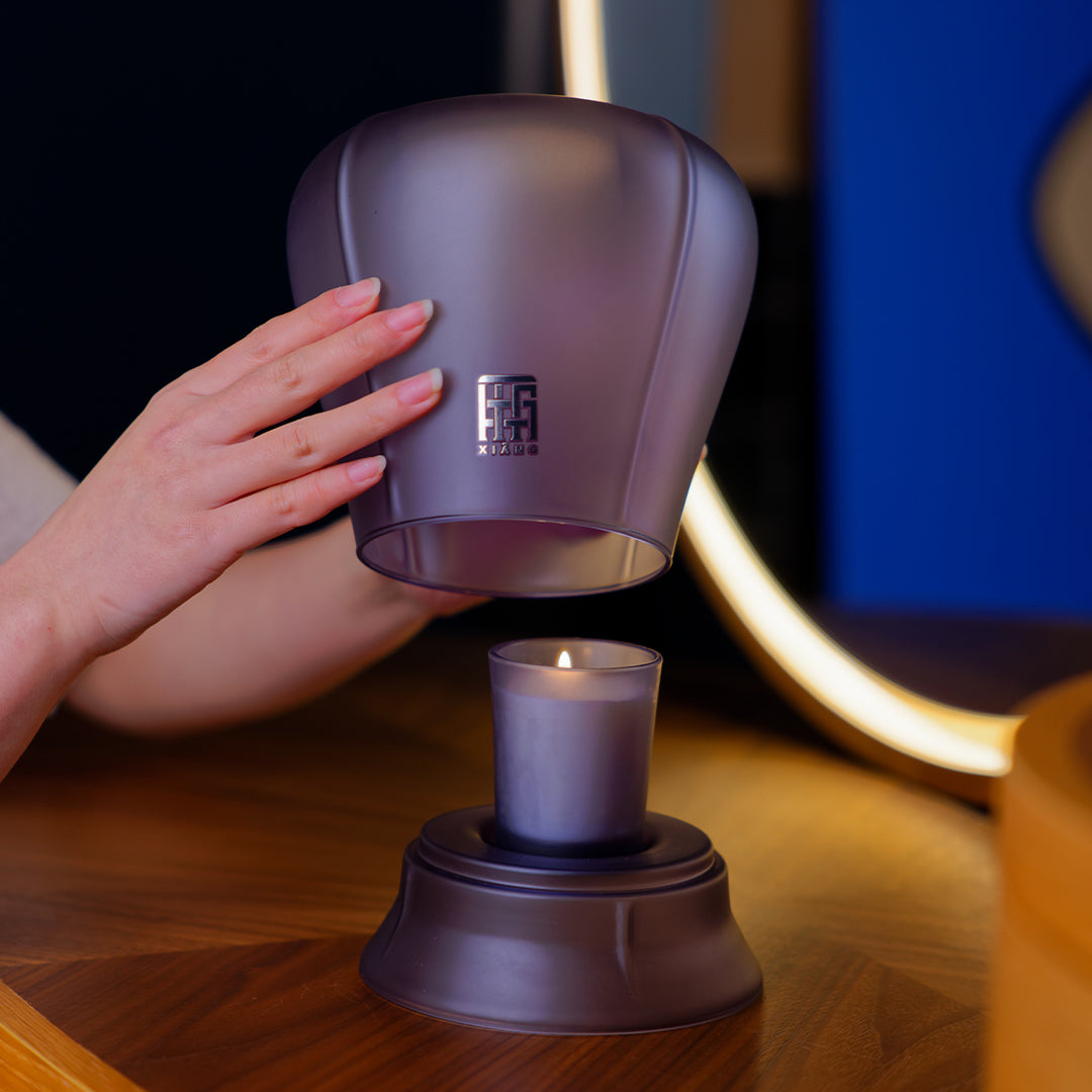 Purple Wealth Sky Lantern Candle Holder - Hand-Blown Glass & VivaScentz™ - XIANG