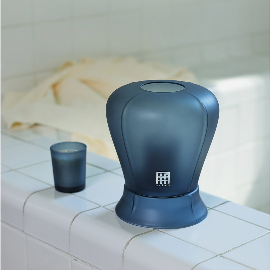 Blue Guard Sky Lantern Candle Holder - Hand-Blown Glass & Neuro-Sense™ - XIANG