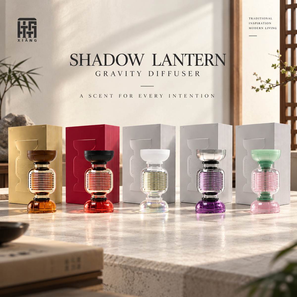 XIANG Shadow Lantern Gravity Diffuser – 135ml Flameless Home Fragrance | Choose Your Scent