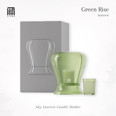 Green Rise Sky Lantern Candle Holder - Hand-Blown Glass & DreamScentz™ - XIANG